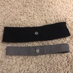 black lululemon headband & grey lululemon headband